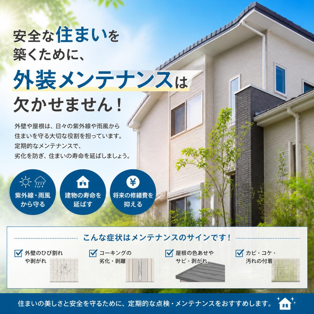 安全な住まいを築くために、外装メンテナンスは欠かせません！