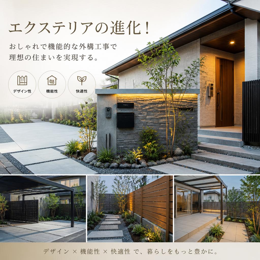 エクステリアの進化！おしゃれで機能的な外構工事で理想の住まいを実現する。