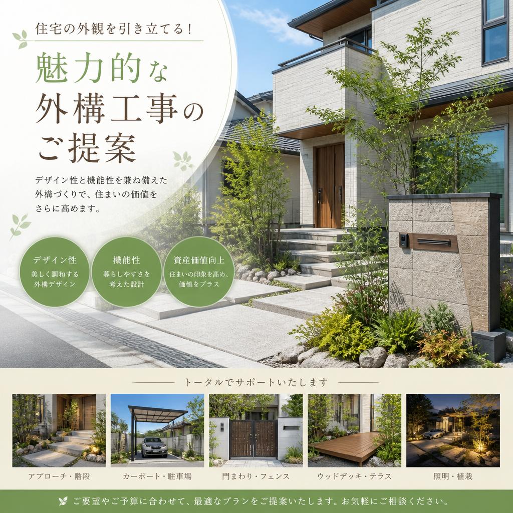 住宅の外観を引き立てる！魅力的な外構工事のご提案
