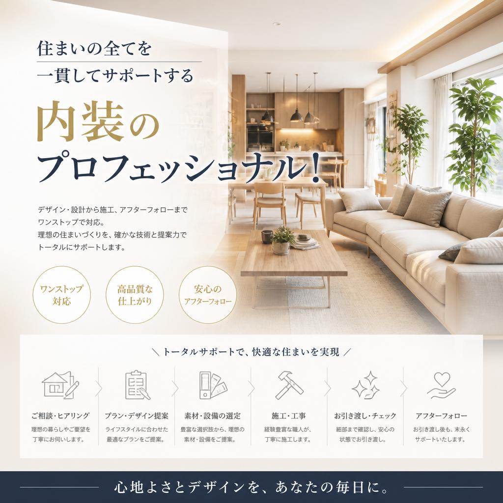 住まいの全てを一貫してサポートする内装のプロフェッショナル！